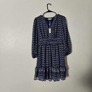 Womens Max Studio Navy Blue Patterned Women's Dress Sz S